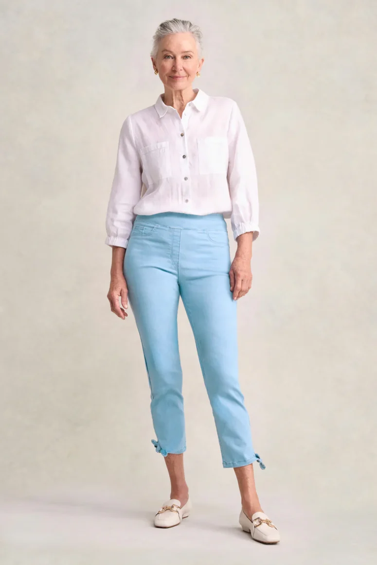 Bengajean 7/8 Tied-Cuff - Dusty Blue
