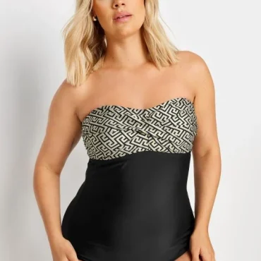 Curve Black Metallic Geometric Print Swimsuit Curve Black Metallic Geometric Print Swimsuit