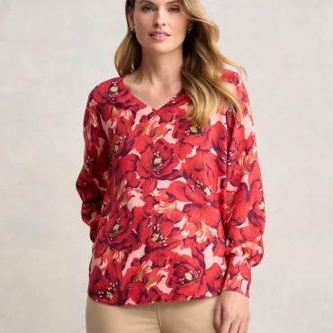 Blouson Sleeve Jumper - Rouge Magnolia