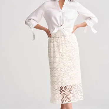 Cotton Lace Skirt - Chalk