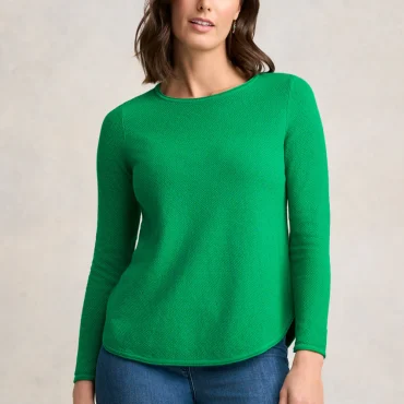 Cotton Mix Stitch Jumper - Emerald