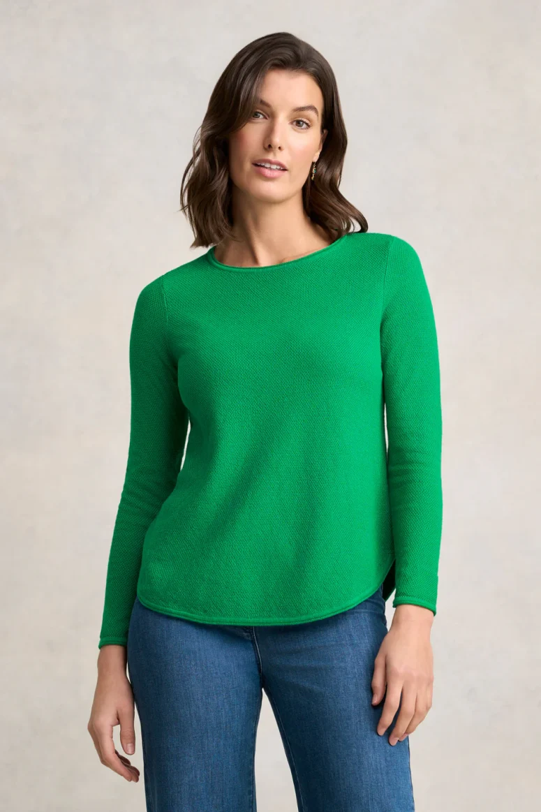 Cotton Mix Stitch Jumper - Emerald