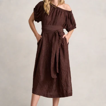Crushed Silk Dress - Chocolate