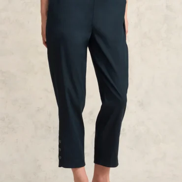 Curved Hem Linen Pant - Ink
