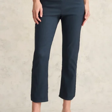 Curved Hem Pant - Navy Texture