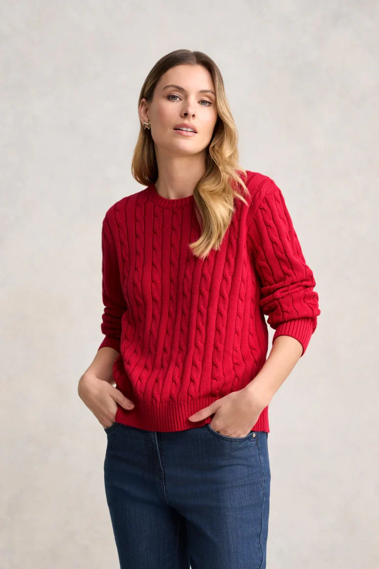 Long Sleeve Cable Knit - Rouge
