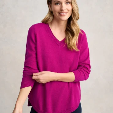 Merino V-Neck Jumper - Jewel