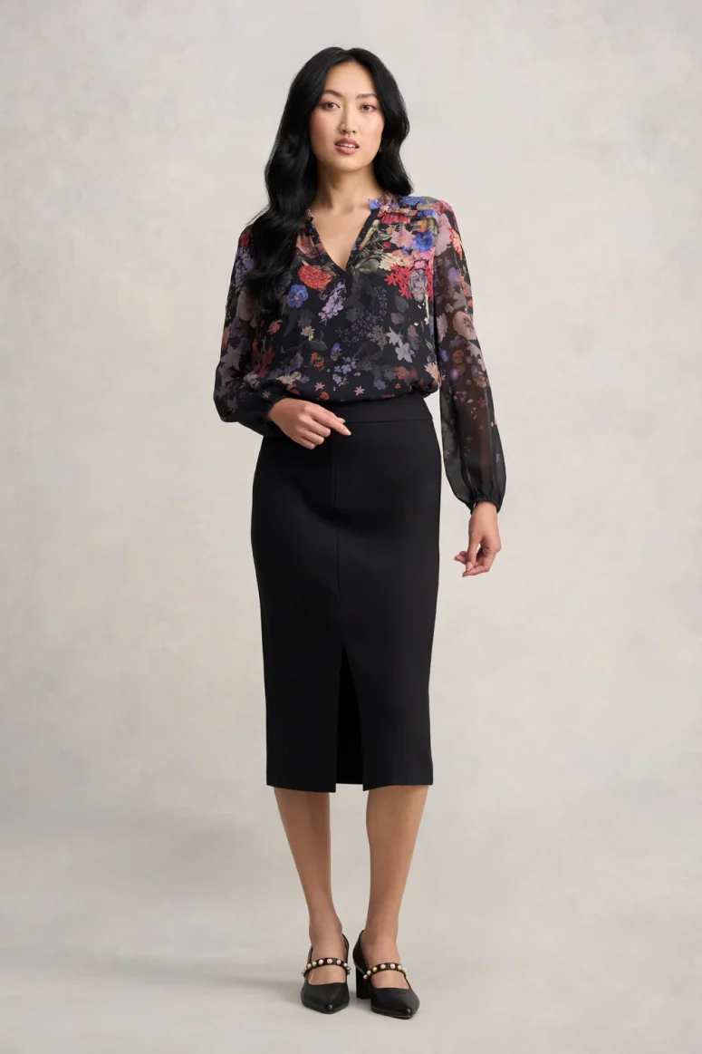 Ponte Midi Skirt - Black