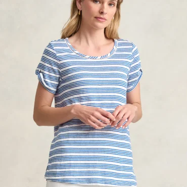 Stripe Linen Tee - Blue Multi Stripe