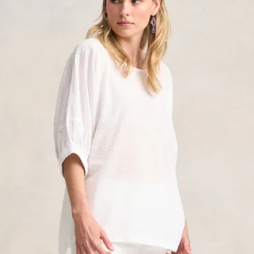 Textured Cotton Blouse - White