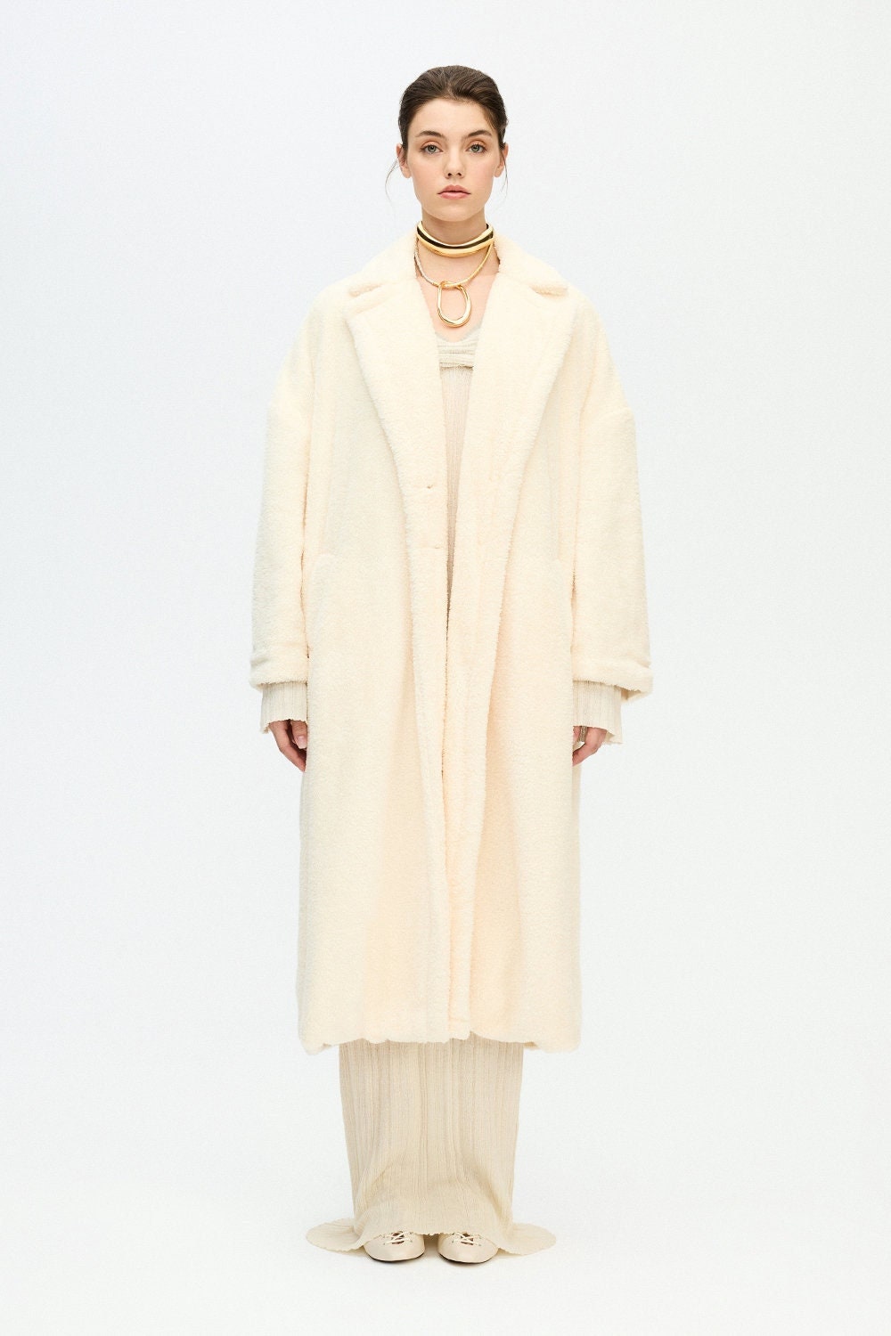 Sherpa Long Jacket Cream Soft